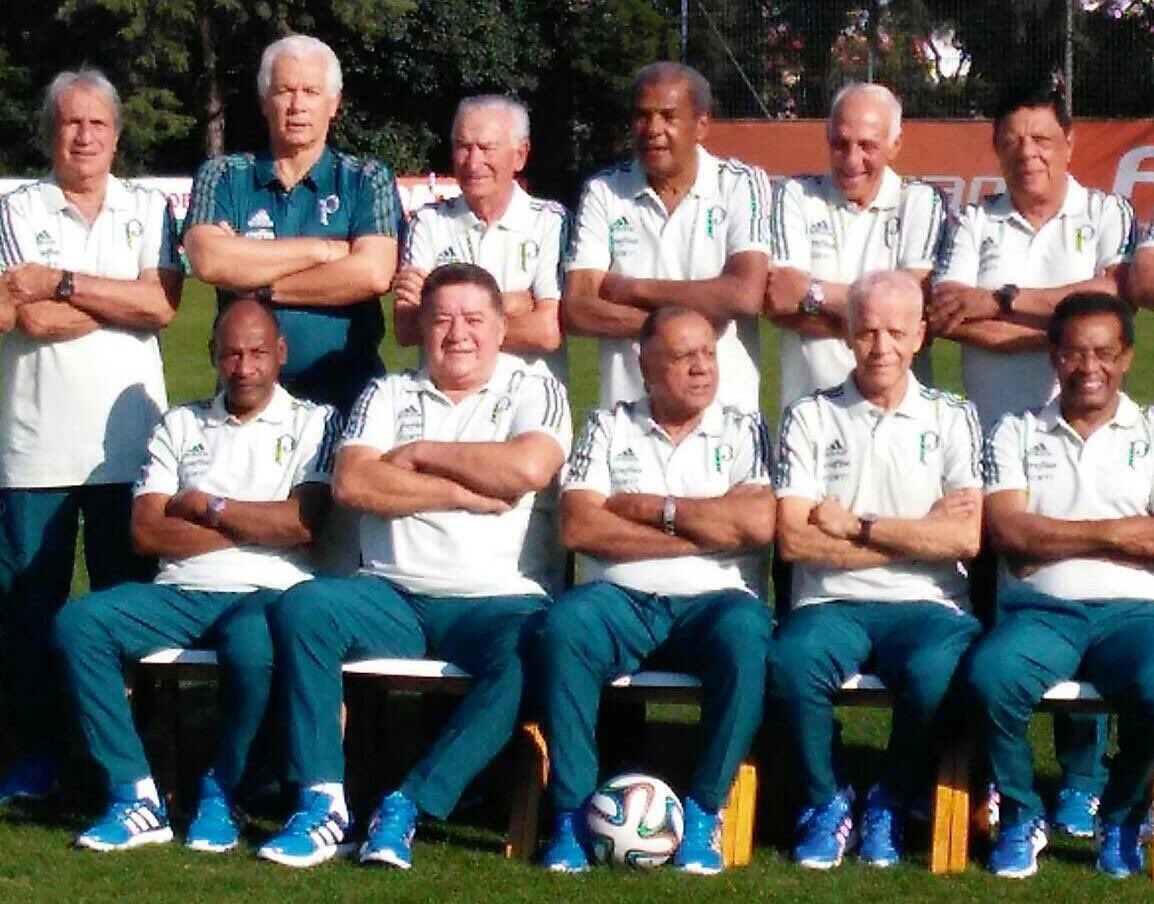 Em 28 de agosto de 2017, no CT do Palmeiras, na Barra Funda, reencontro dos 11 jogadores titulares do Palmeiras campeões brasileiros em 1972. Em pé, da esquerda para a direita: Eurico, Leão, Dudu, Luis Pereira, Alfredo Mostarda e Zeca. Sentados: Edu Bala, Leivinha, César Maluco, Ademir da Guia e Nei. Foto postada no Twitter `Nosso Palestra´