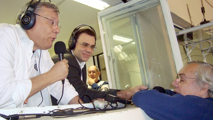 Milton Neves e Mauro Beting entrevistando Toninho 