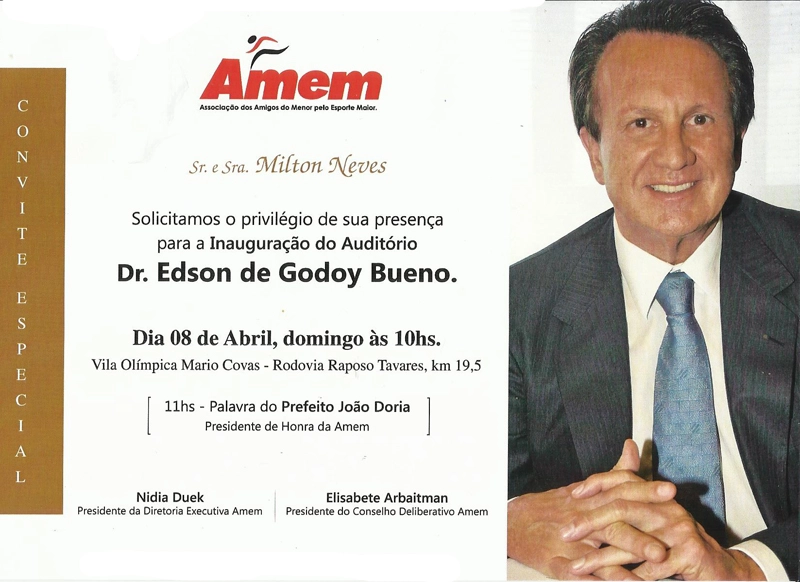 Amem convida para inauguração do Auditório Dr. Edson de Godoy Bueno
