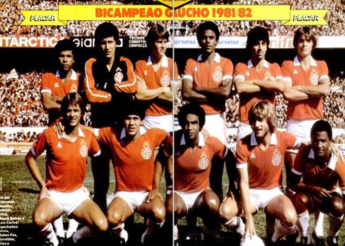 Em pé, da esquerda para a direita: Edevaldo, Benitez, Ademir, não identificado, Mauro Galvão e Luiz Carlos Winck. Agachados, da esquerda para a direita, o segundo é Ruben Paz, seguido por Geraldão, Cleo e Silvinho.
