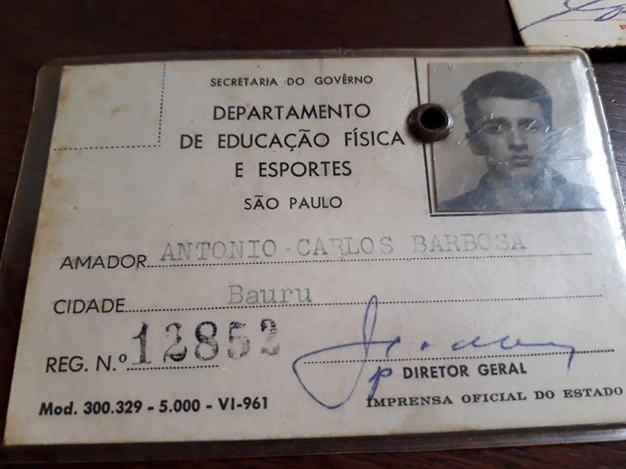 Registro de Antonio Carlos Barbosa no Departamento de Educação Física e Esportes de São Paulo, na cidade de Bauru