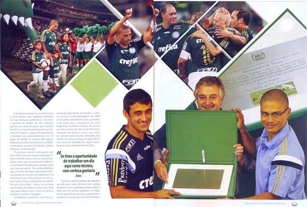 Alex, Evair, Ademir da Guia, Edmundo e Paulo Nobre figuraram na revista oficial do Palmeiras de 2015.