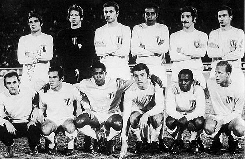 Sele&ccedil;&atilde;o Paulista de 1969. Em p&eacute;, da esquerda para direita: Eurico, Le&atilde;o, Baldocchi, D&eacute;, Dias e Dudu. Agachados: Bui&atilde;o, Terto, Leivinha, Paran&aacute; e Ademir da Guia