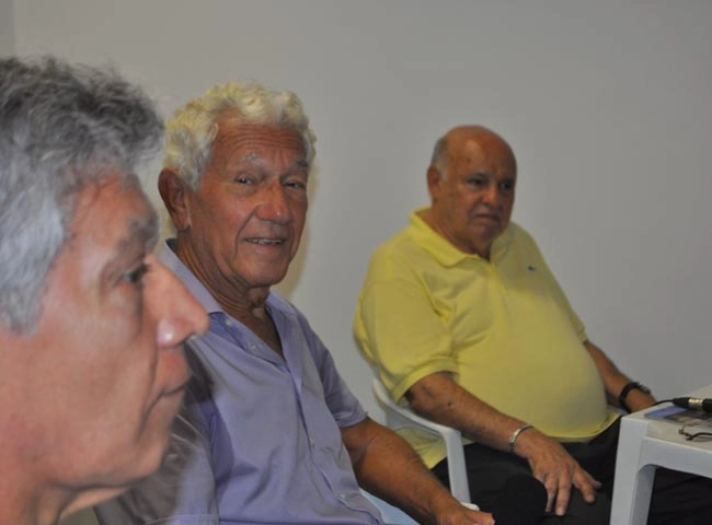 Da esquerda pra direita, Clodoaldo, Lalá e Pepe, durante bate-papo com Milton Neves, no programa da Rádio Bandeirantes que homenageou o Peixe no dia 15 de abril de 2012. Foto: Danielle Nhoque/Portal TT
