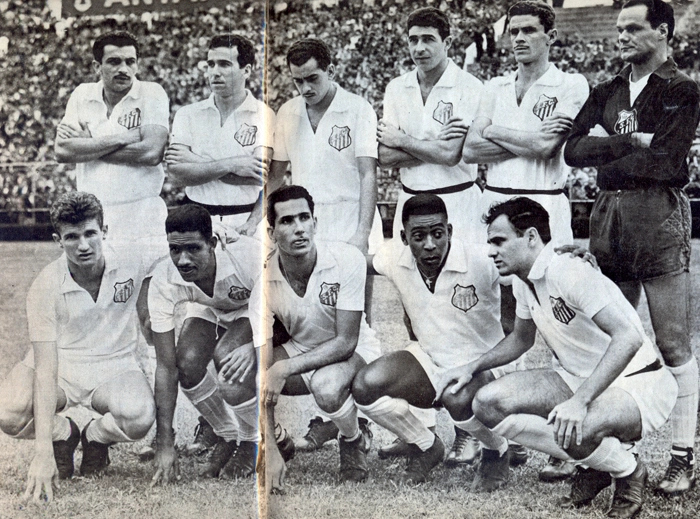 Em pé, da esquerda para a direita: Chico Formiga, Dalmo Gaspar, Zito, Mauro Ramos, Getúlio e Laércio. Agachados: Sormani, Mengálvio, Ney Blanco, Pelé e Pepe