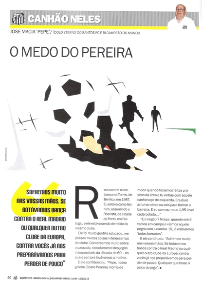 Confira a coluna de Pepe, o Canhão da Vila, na Revista Santástico de março de 2013. Foto: Reprodução