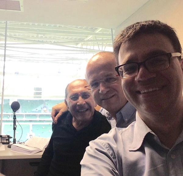 José Silvério, Rogério Assis e Mauro Beting, em 2015. Foto enviada por Rogério Assis