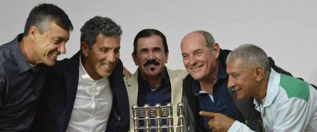 Encontro de ex-jogadores do Guarani em 13 de agosto de 2018, 40 anos depois da conquista do Campeonato Brasileiro. Da esquerda para a direita: Renato, Careca, Zenon, João Roberto (goleiro reserva) e Bozó
