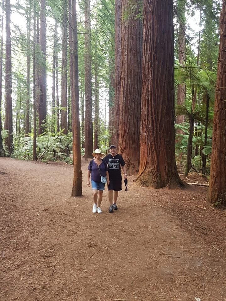 S&eacute;rgio Barbalho e sua esposa em uma floresta da Nova Zel&acirc;ndia. Foto: arquivo pessoal 