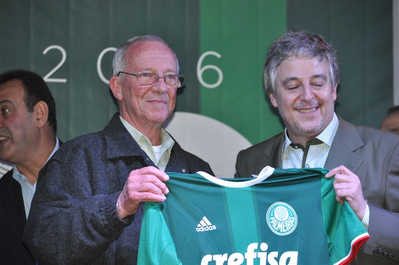 Pingo e Paulo Nobre na festa em homenagem aos ex-jogadores do Palmeiras, em 23 de setembro de 2016, no Palestra Itália. Foto: Marcos Júnior Micheletti/Portal TT 