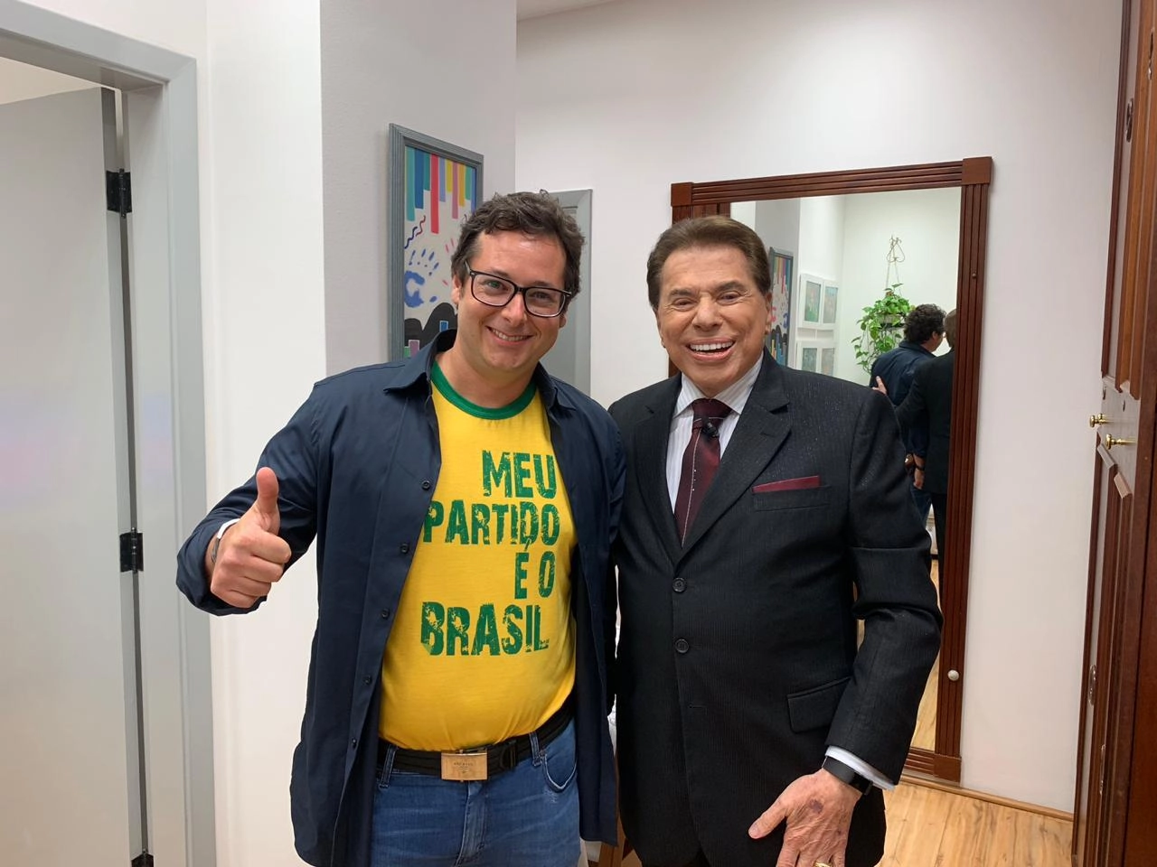 Fabio Wajngarten e Silvio Santos em 10 de novembro de 2018, no SBT. Foto: arquivo pessoal de Fabio Wajngarten 