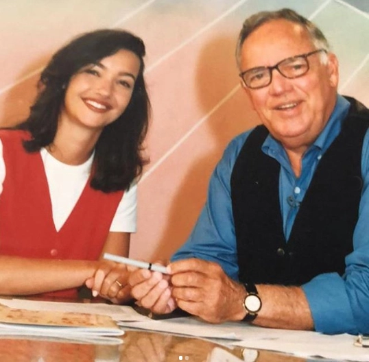 Renata Cordeiro e Armando Nogueira na década de 90. Foto: arquivo pessoal de Renata Cordeiro