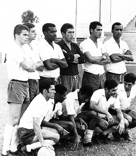 Em pé: Oswaldo Cunha, Luís Carlos Galter, Ditão, Diogo, Édson Cegonha e Maciel. Agachados: Buião, Paulo Borges, Flávio, Rivellino e Eduardo.