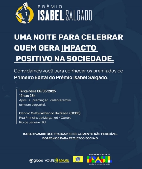 O Prêmio Isabel Salgado, criado em 2025. Imagem/Divulgação