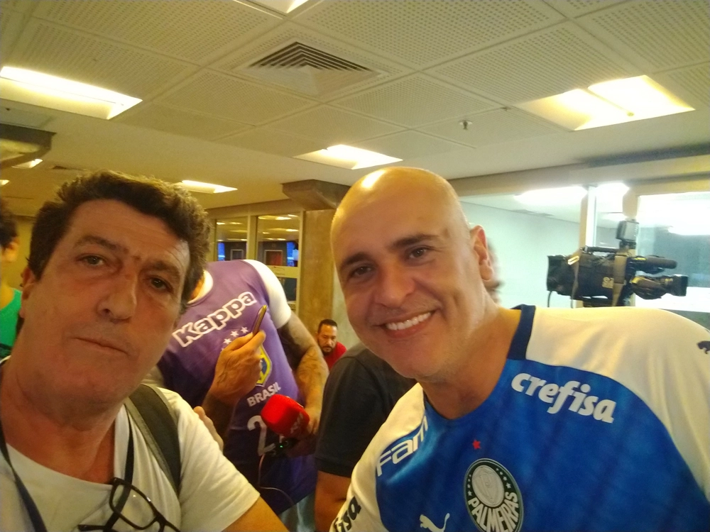Carlos Alberto Spina (ex-Matsubara) e Marcos em junho de 2019, no Allianz Parque. Foto: arquivo pessoal de Carlos Alberto Spina