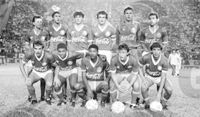 Em pé: Abelardo, Luis Fernando, Darío Pereyra, Dorival Júnior, Velloso e Toninho Cecílio. Agachados: Careca Bianchesi, Gérson Caçapa, Buião, Neto e Paulinho Carioca. Foto enviada por Rita Lima