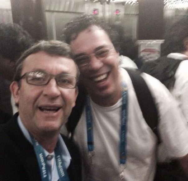 Neto e Casagrande, durante a Copa do Mundo de 2014. (Foto: Arquivo pessoal)