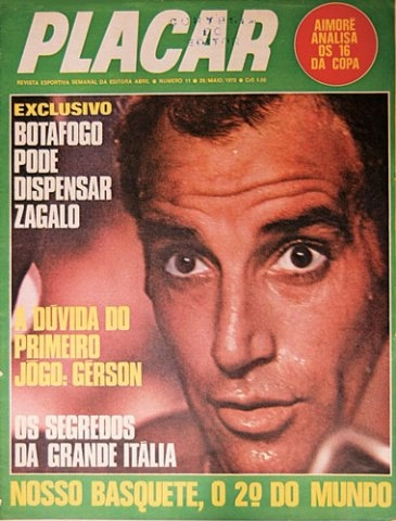 Gérson estampa a capa da revista Placar durante a Copa do Mundo de 1970