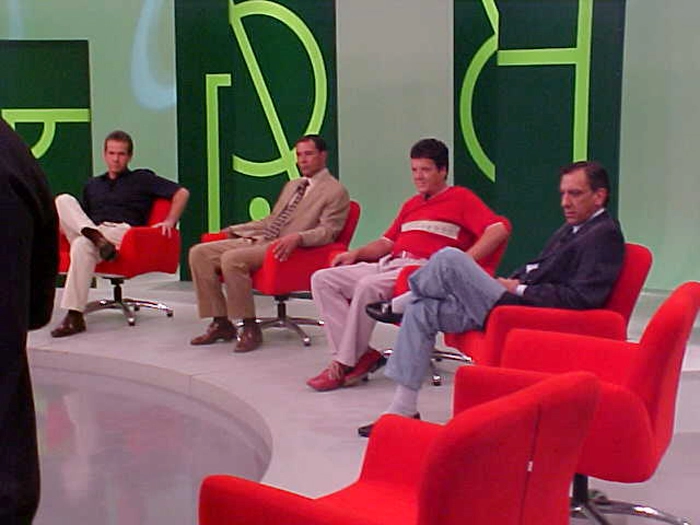 Da esquerda para a direita, Joaquim Grava, Wanderlei Luxemburgo, Jair Picerni e Doutor Osmar de Oliveira, no Terceiro Tempo da Rede Record