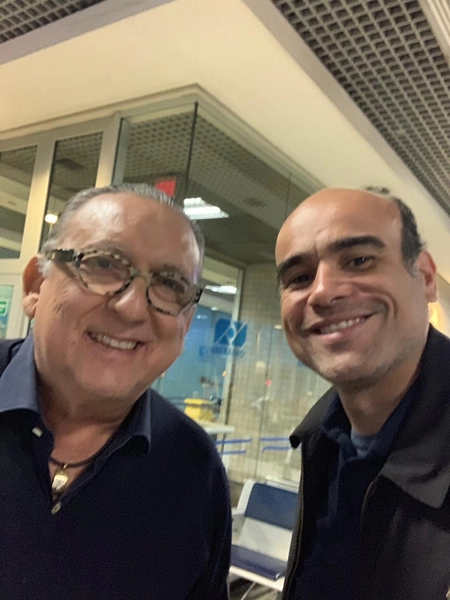 Galvão Bueno e o advogado André Fróes de Aguilar em 27 de agosto de 2019, no Rio de Janeiro. Foto: arquivo pessoal de André Fróes de Aguilar