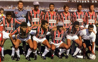 Em pé: Zetti, Bernardo (boné), Cafu, Leonardo, Ivan e Antônio Carlos. Agachados: Mário Tilico, Flávio, Eliel, Raí e Elivélton. Leonardo estava por empréstimo no Tricolor