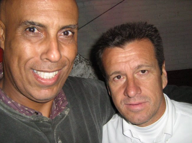 Carlos Diniz com o ex-capitão do tetra, Dunga. Foto enviada por Carlos Diniz