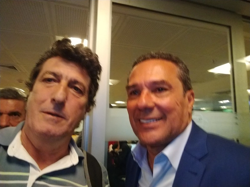 Carlos Alberto Spina (ex-Matsubara) e Vanderlei Luxemburgo durante a Expo Futebol, em setembro de 2019. Foto: arquivo pessoal de Carlos Alberto Spina