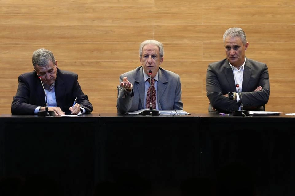 Carlos Alberto Parreira, Zé Mário e Tite em agosto de 2017. Foto: arquivo pessoal de Zé Mário