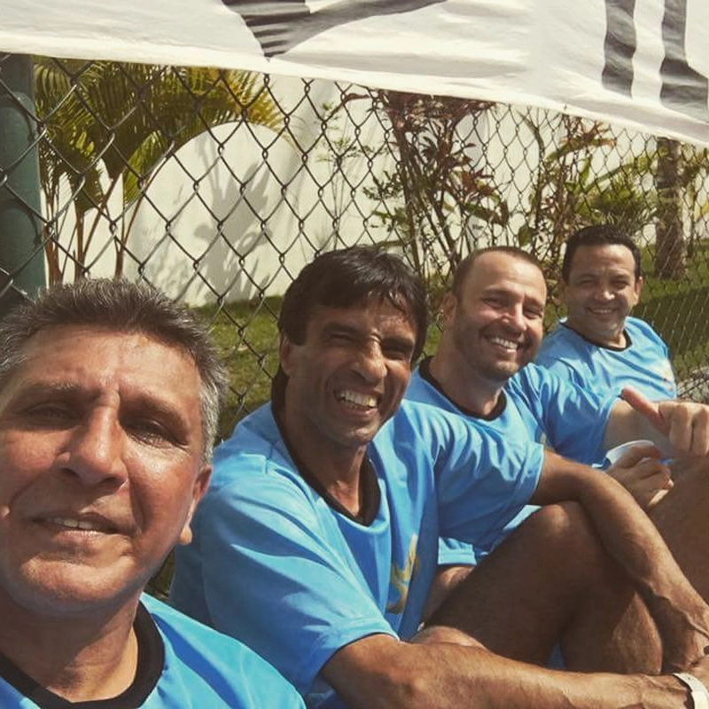 No dia 30 de julho de 2016, em Santos-SP. Guga, Índio, Zé Renato e Paulinho Kobayashi