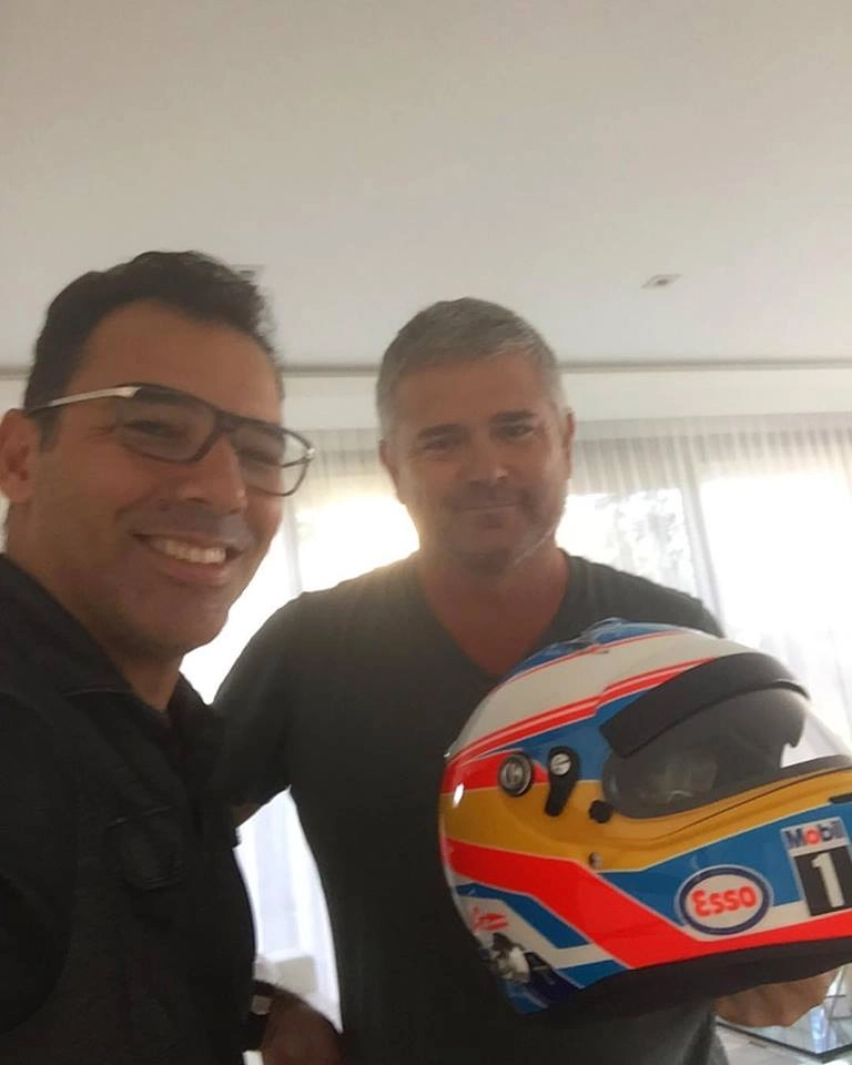 O empresário (e também piloto) Andre Duek ao lado de Gil de Ferran nos Estados Unidos, em 15 de setembro de 2017. Foto: arquivo pessoal de Andre Duek