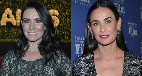 A jornalista Larissa Erthal e a atriz norte-americana Demi Moore