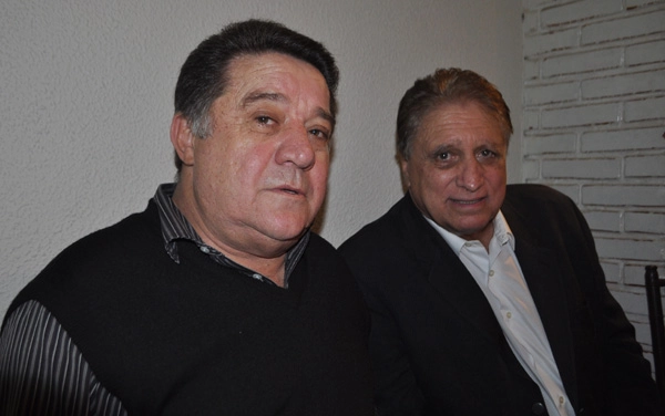 Leivinha e Marinho Peres na festa que o Palmeiras promoveu para seus ex-jogadores em 20 de setembro de 2013, no Espa&ccedil;o Armaz&eacute;m, na Vila Leopoldina, zona oeste de S&atilde;o Paulo. Foto: Marcos J&uacute;nior/Portal TT