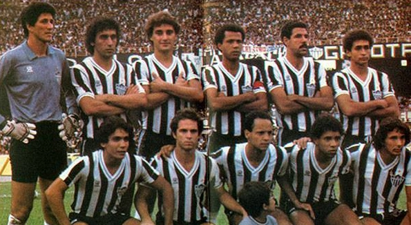 Em pé: João Leite, Nelinho, Osmar Guarnelli, Luisinho, Cerezo Jorge Valença. Agachados: Catatau, Heleno, Reinaldo, Renato Dramático e Éder. Foto: Arquivo Pessoal / Heleno.