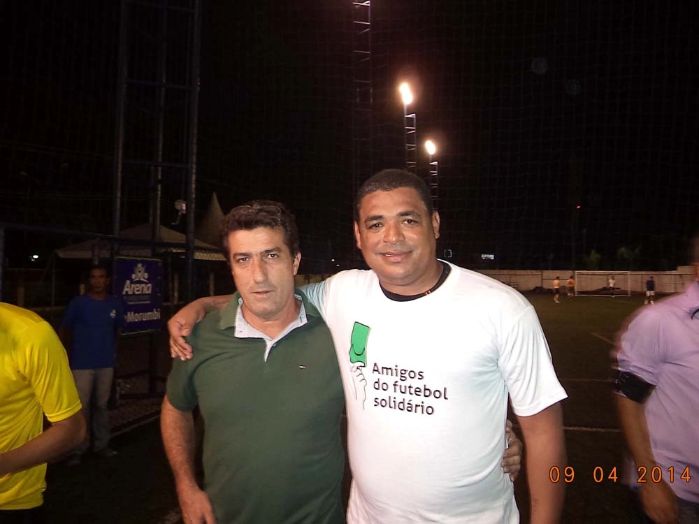 Carlos Alberto Spina e Vampeta em 23 de abril de 2014, na Arena WS, em São Paulo