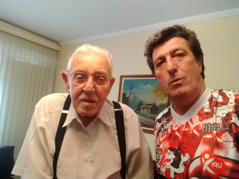 Cabeção e Carlos Alberto Spina (ex-Matsubara) em setembro de 2019 na casa de Cabeção, na Penha, zona leste da capital paulista. Foto: arquivo pessoal de Carlos Alberto Spina