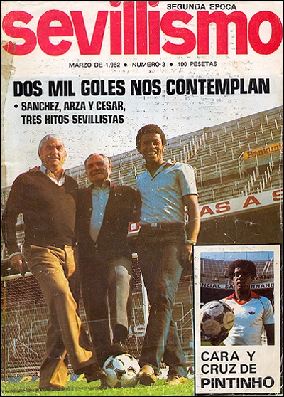 Na Espanha, César fez sucesso e foi até capa de revista. No destaque abaixo, do lado direito, está o também brasileiro e à época jogador do Sevilla Carlos Alberto Pintinho (ex-Flu). 