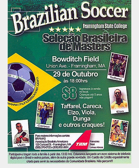 Cartaz para o jogo da Seleção Brasileira Masters. Elzo era uma das estrelas