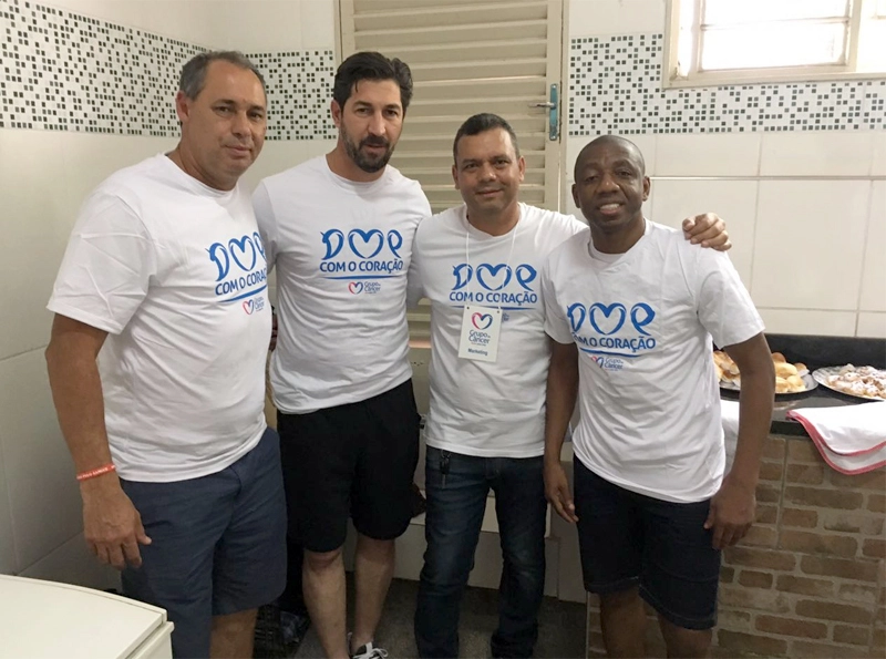 Em setembro de 2017, em São José do Rio Preto: Evair, Sérgio, um fã e Amaral