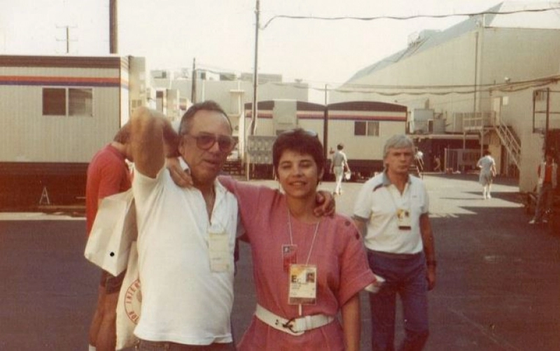 Armando Nogueira e Kitty Balieiro durante a Copa da Itália, em 1990. Foto: Reprodução