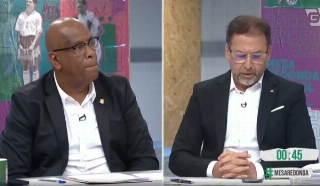 Aspirantes à presidência do Timão participaram de debate neste domingo (15). Foto: Reprodução/ TV Gazeta



