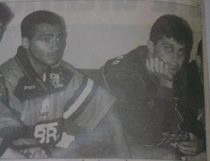 Romário e Robson, no vestiário, em partida do Flamengo, em 1999