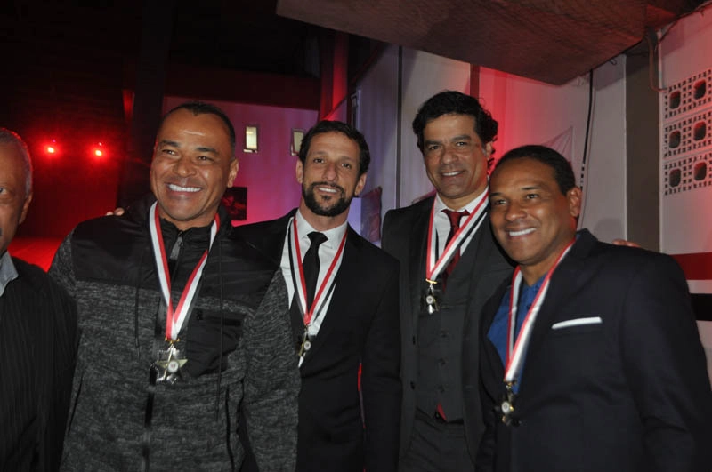 Cafu, Belletti, Raí e Muller em 7 de agosto de 2018 no Morumbi, noite de inauguração do `Caminho dos Ídolos´ do São Paulo Futebol Clube. Foto: Marcos Júnior Micheletti/Portal TT