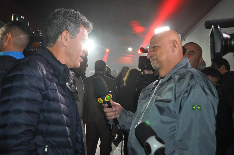 Careca sendo entrevistado por Nivaldo de Cillo em 7 de agosto de 2018 no Morumbi, noite de inauguração do `Caminho dos Ídolos´ do São Paulo Futebol Clube. Foto: Marcos Júnior Micheletti/Portal TT