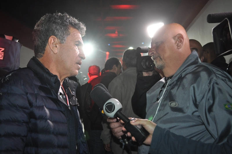 Careca sendo entrevistado por Nivaldo de Cillo em 7 de agosto de 2018 no Morumbi, noite de inauguração do `Caminho dos Ídolos´ do São Paulo Futebol Clube. Foto: Marcos Júnior Micheletti/Portal TT