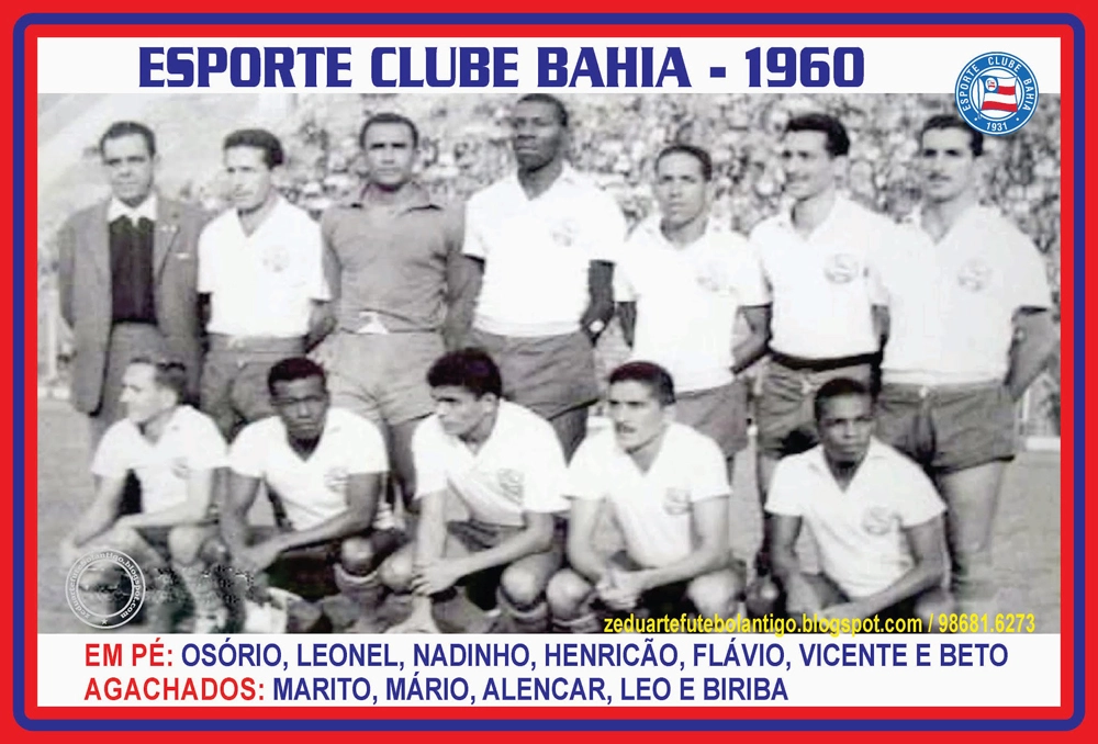 Equipe do Bahia em 1960, ano de conquista do título do Campeonato Baiano. Foto: Divulgação/Bahia