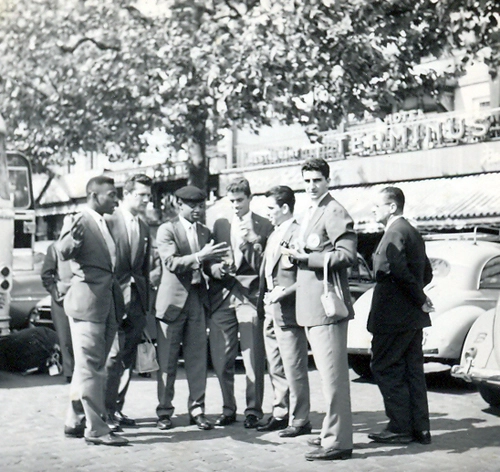 Em 1959, Pelé, Lalá, Coutinho, Getúlio, Pagão e Ramiro.
