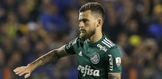 Lucas Lima em ação durante partida entre Palmeiras e Boca Juniors