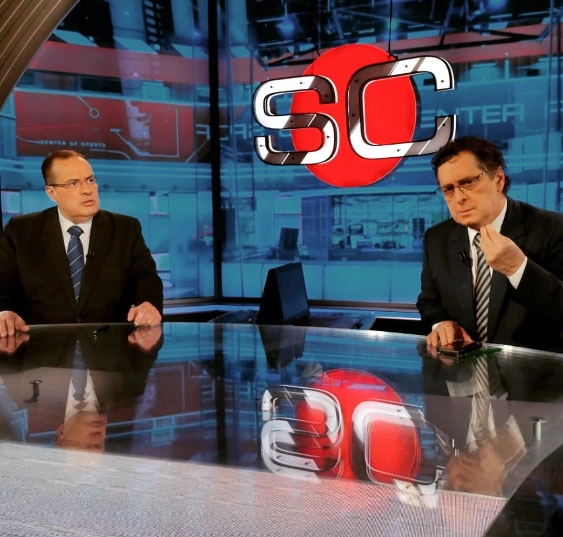 Em 16 de dezembro de 2021, a afinadíssima e muito bem humorada dupla Paulo Soares e Antero Greco, durante o SportsCenter, da ESPN. Foto: Divulgação