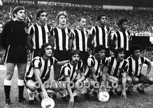 Atlético Mineiro, em 1972. Da esquerda para a direita, em pé: Mazurkiewicz, Raul Fernandes, Oldair, Vanderlei Paiva, Vantuir e Cláudio Mineiro. Agachados: Guerino Neto, Spencer, Dario, Lola e Romeu. Foto enviada por José Eustáquio