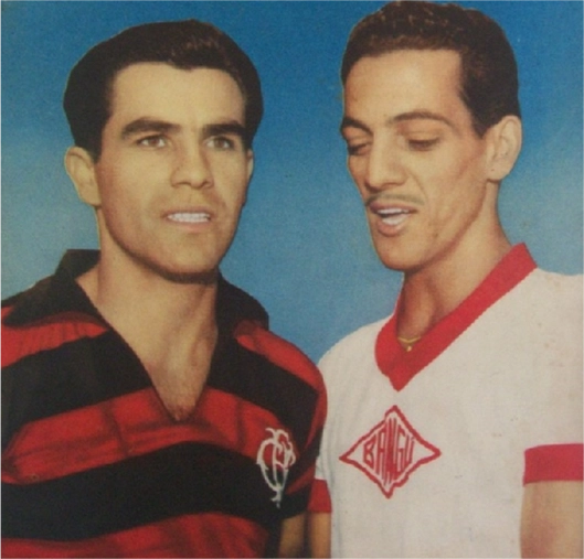 Evaristo de Macedo, do Flamengo, e Décio Esteves, do Bangu, em foto da Revista Esporte Ilustrado, 954